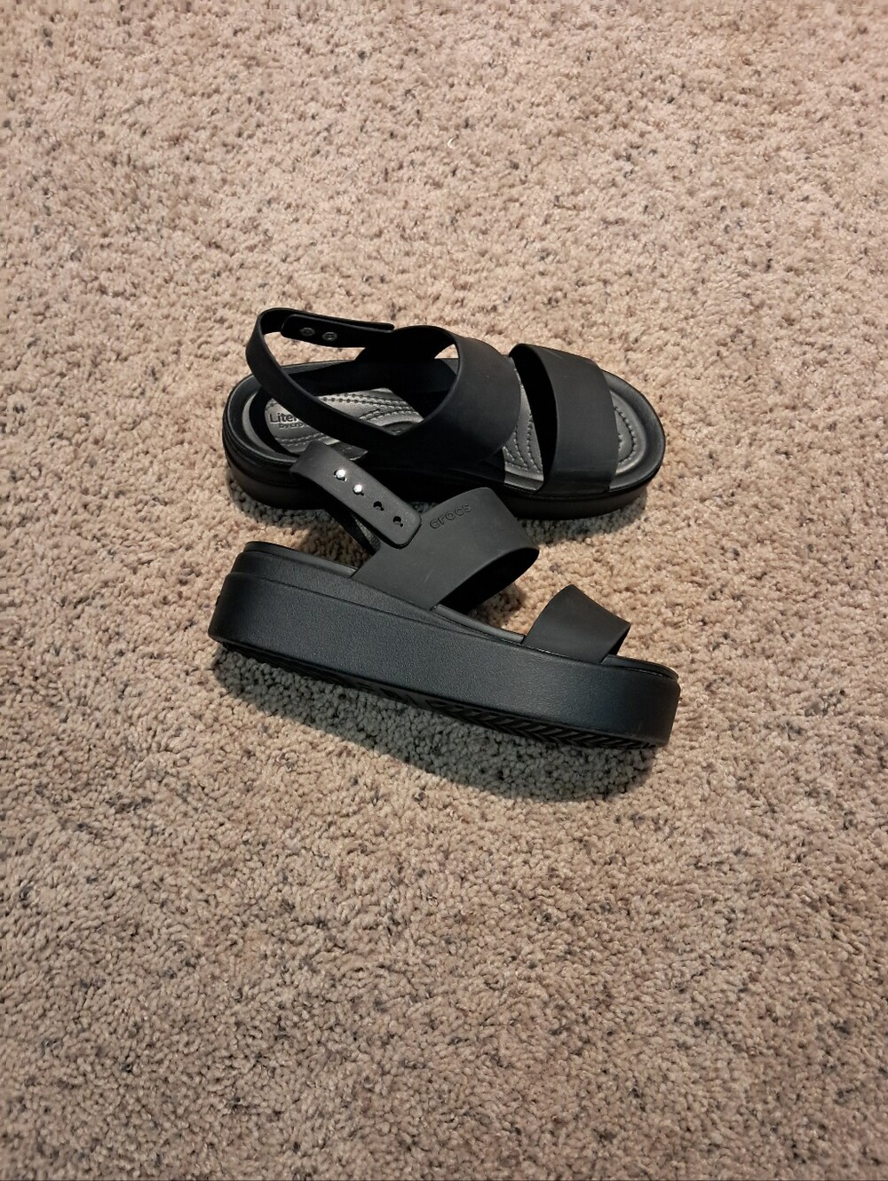 CROCS Women’s Black Double-Strap Sandals In Size 6 - Picture 10 of 11